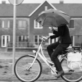 Fietsen in de regen, Groningen